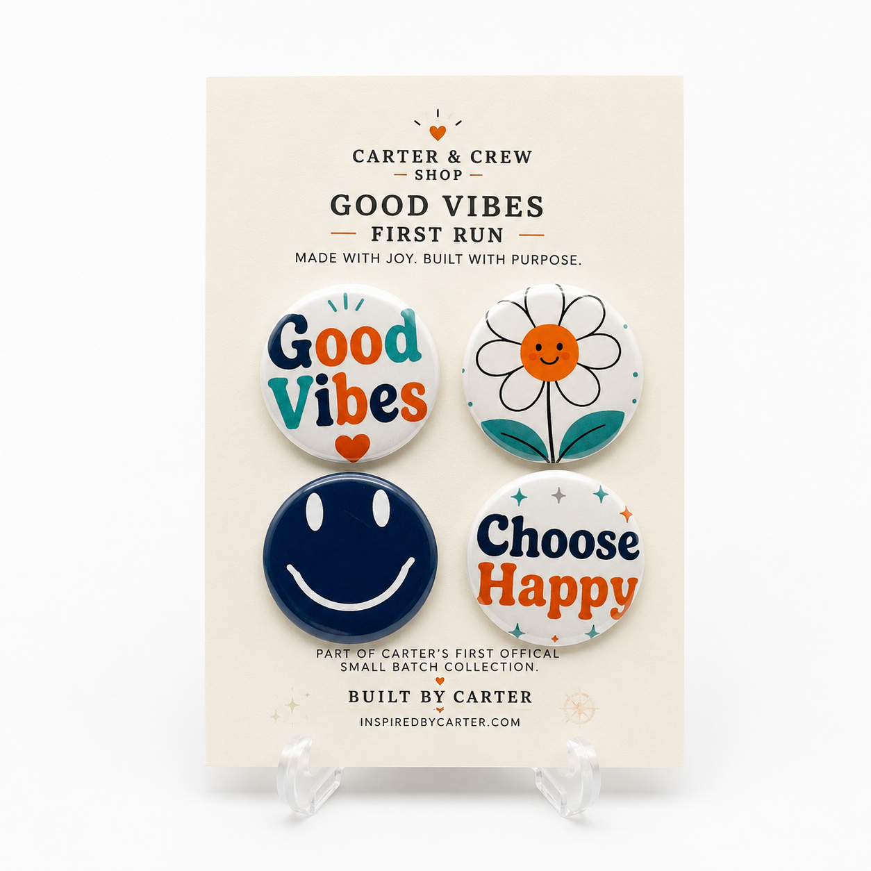 Good Vibes First Run set of four colorful magnets