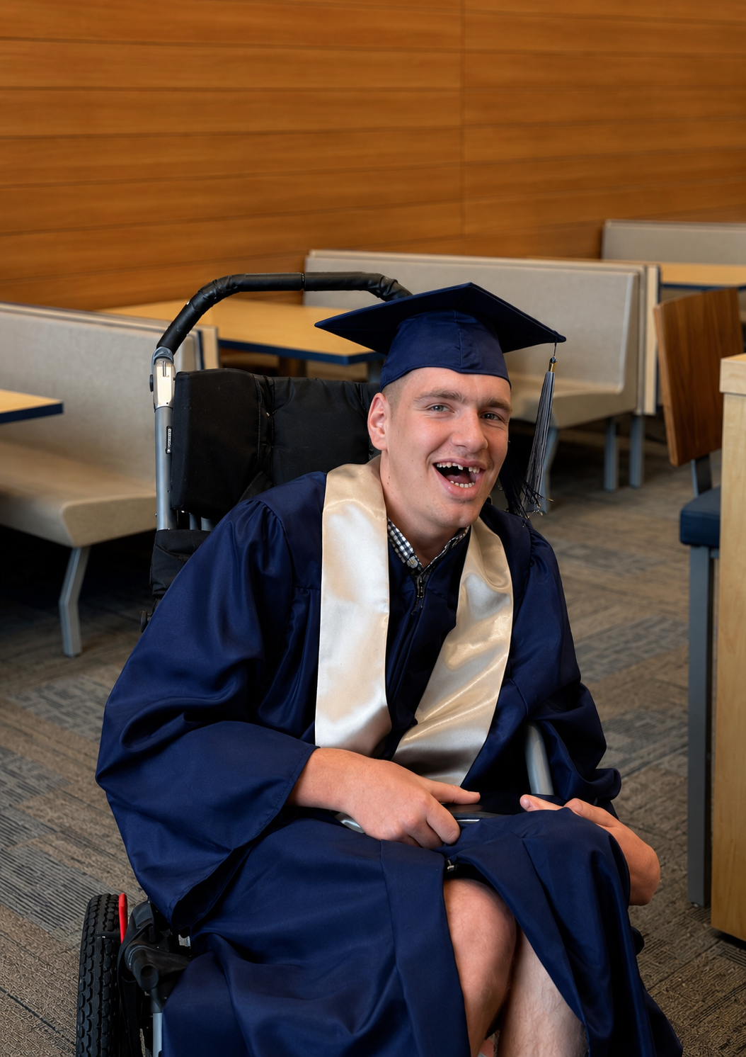 Carter celebrating his graduation.